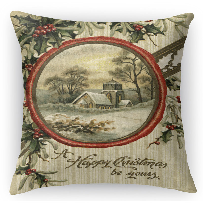 Coussin décoratif intérieur / extérieur Vintage Christmas, 16 po x 16 po, Carré