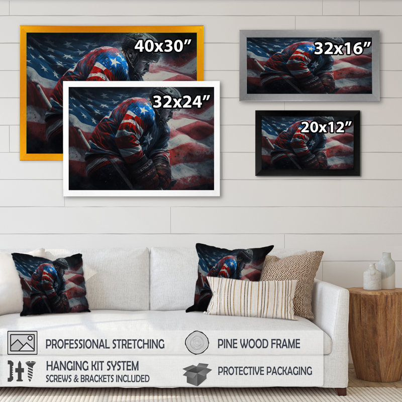 «Hockey Player On Break IV», impression sur toile, H 12 po x l 20 po x P 1 po, Encadrement doré