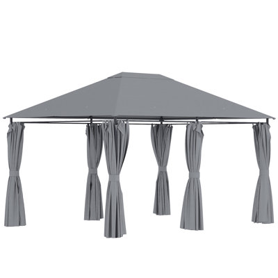 Outsunny 10' X 13' Outdoor Patio Gazebo, Canopy Shelter With 6 Removable Sidewalls & Steel Frame For Garden, Lawn, Backyard & Deck, Gray