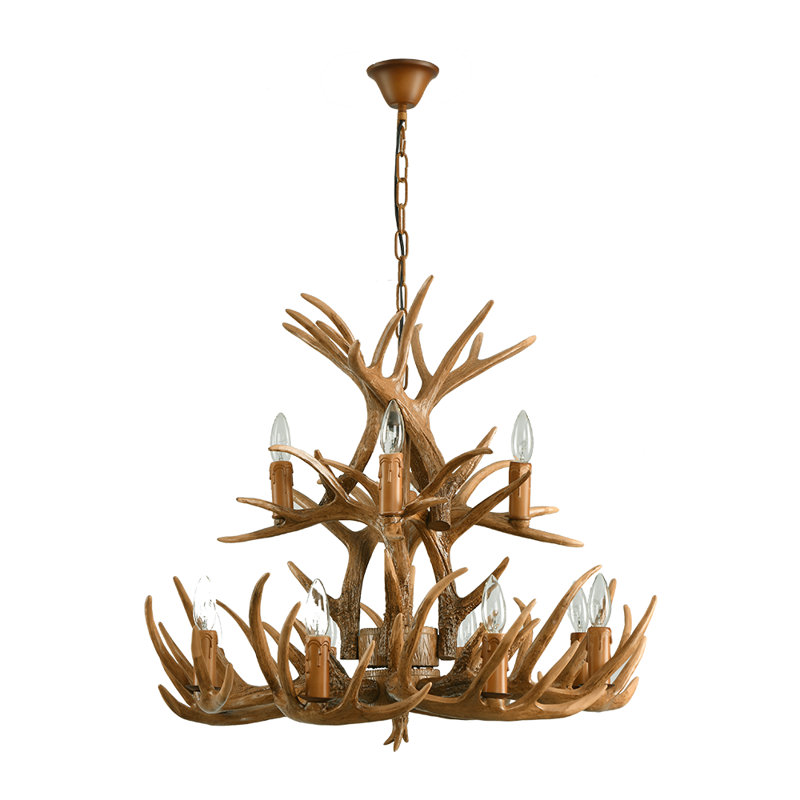 Lustre rétro en résine de bois de cerf
