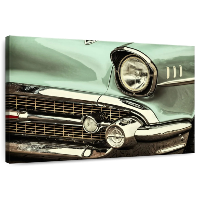 Mehar Shiny Green Vintage Car, 20" H x 30" W