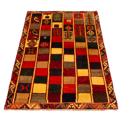 Tapis multicolore Sabiha Gabbeh 4 pi 2 po x 7 pi 1 po
