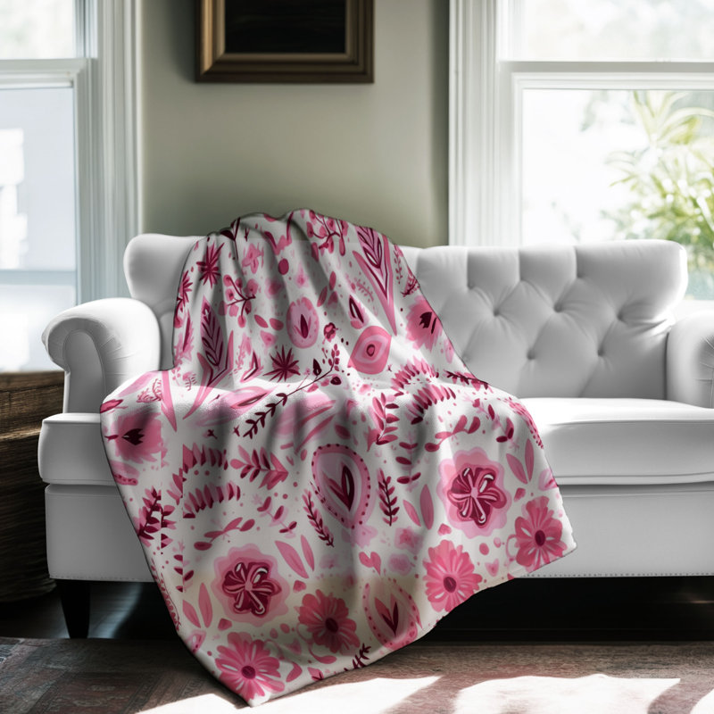 Floral Tile Designs - 1 pièce Sherpa Premium, Grand lit