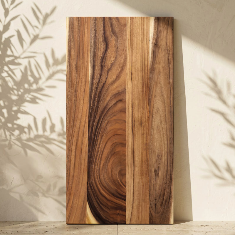 Comptoir en bois massif Saman Natural Edge, 1.5" H x 60" L x 25" W, Finition naturelle - Bord droit