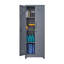 Armoire de rangement avec portes et tablettes verrouillables, armoire de rangement en métal de 65 po de hauteur avec tringle et crochets en S, armoire de rangement pour outils de nettoyage - gris-1966846079