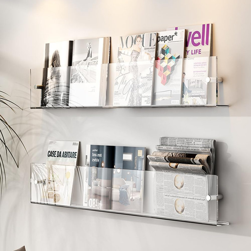 Ensemble de 2 porte-revues en acrylique pour porte-revues à fixation murale 24 pouces