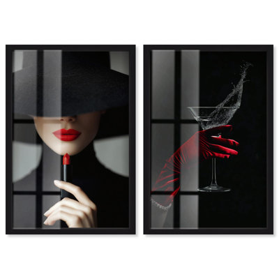 Ensemble de décoration murale « Red Beauty » avec impression Shadowbox par Art Remedy, cadre noir, 10 x 15