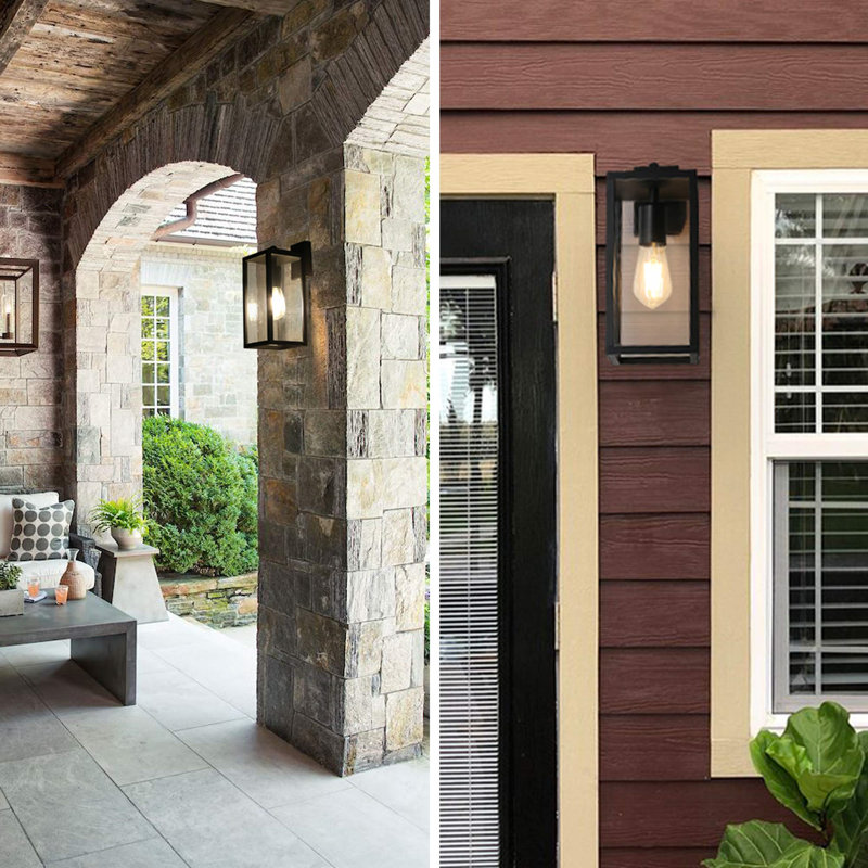 Nadolyn Plug-in Outdoor Wall Lantern with Dusk to Dawn