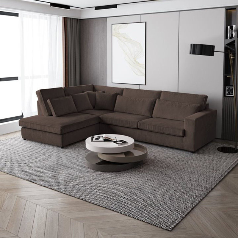 Preslea 6 Seater Sofa & Chaise, Left Hand Facing, Brown