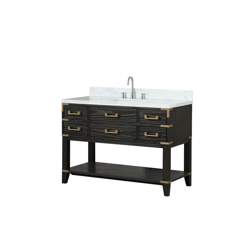 Meuble-lavabo simple avec comptoir en marbre de Carrare, Noir, noir, noir, noir