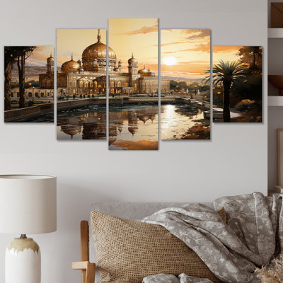 L'islam, Golden Dome I - reproduction d'art sur toile - 5 panneaux