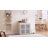 Modern Buffet Cabinet with Faux Marble Print Top, Slatted Door Sideboard with Adjustable Shelves & Storage for Kitchen, Dining & Living Room, White-1670650958