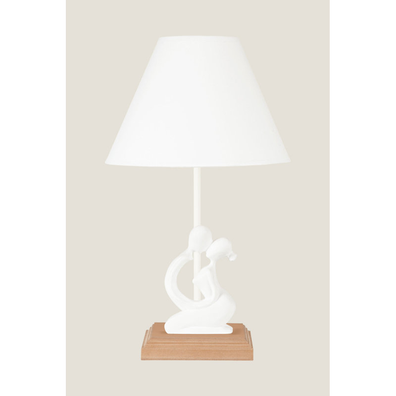 Lampe de table 16,5 po Barview, Blanc, Blanc / naturel