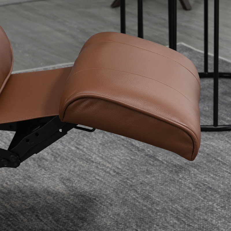 Faux Leather Manual Recliner, Adjustable Swivel Lounge Chair With Footrest, Brown Faux Leather