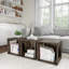 Table d'appoint avec rangement - Table de chevet ou table de bout minimaliste moderne avec côtés ouverts - Table d'appoint modulaire empilable pour chambre à coucher, salon ou bureau par Lavish Home (grain de bois gris)-1141346278