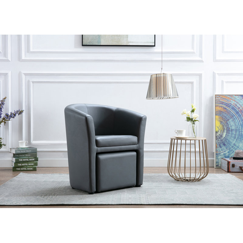 Fauteuil demi-tonneau avec repose-pieds Babumba, Noir