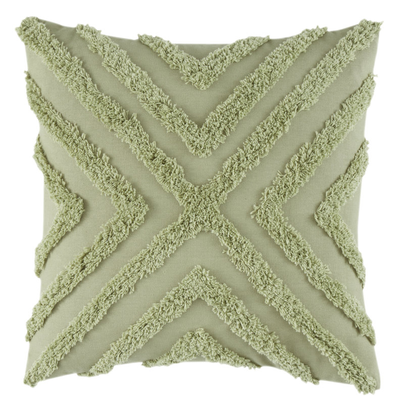 Diamond Tufted Geometric Cushion with Inner, Sage Green