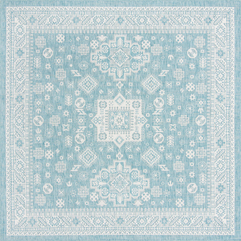 Outdoor Chand Area Rug Blue Color, Square 10'