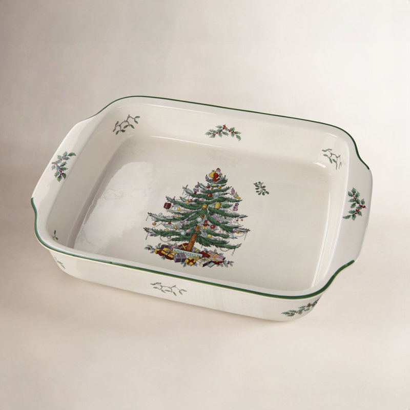 Spode Christmas Tree Rect Hand Dish 15X11"