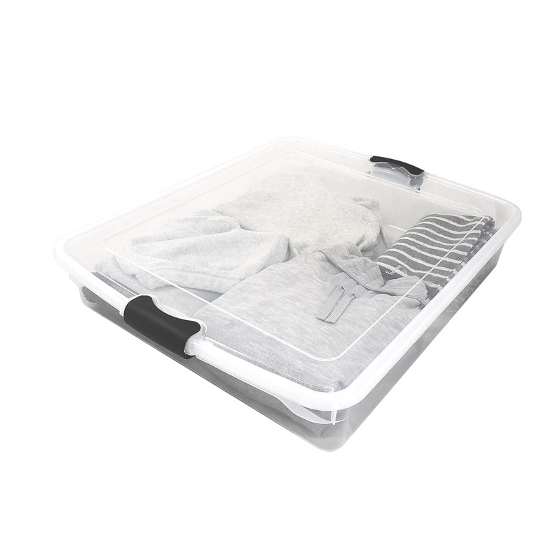 Clear Stackable Plastic Underbed Storage Boxes with Lids, 6-Pack