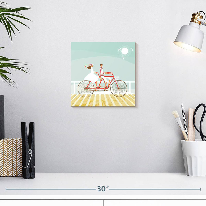 Senne, couple d'été à vélo, H 10 po x l 10 po