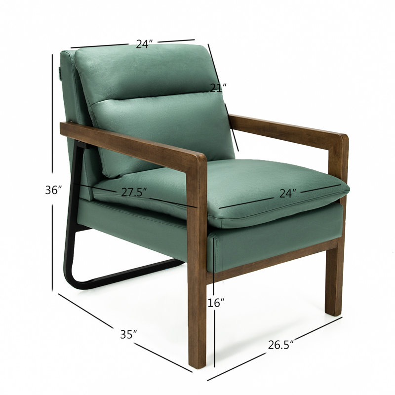 Dentrell Faux Leather Armchair, Green Faux Leather