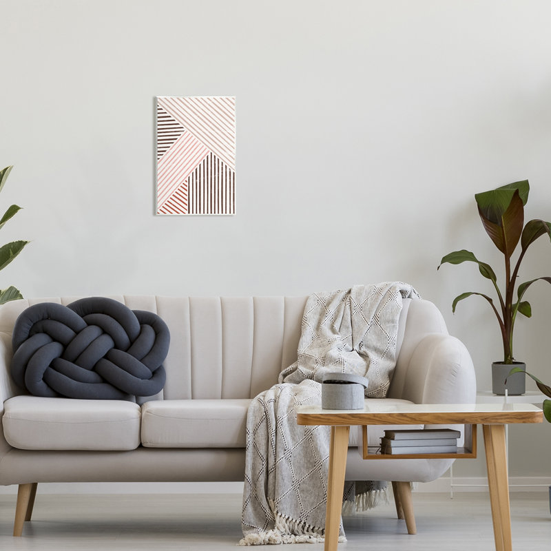 «Alternating Stripes Earth Tones Floater», art mural par JJ Design House LLC, H 15 po x l 10 po x P 0,5 po, Bois