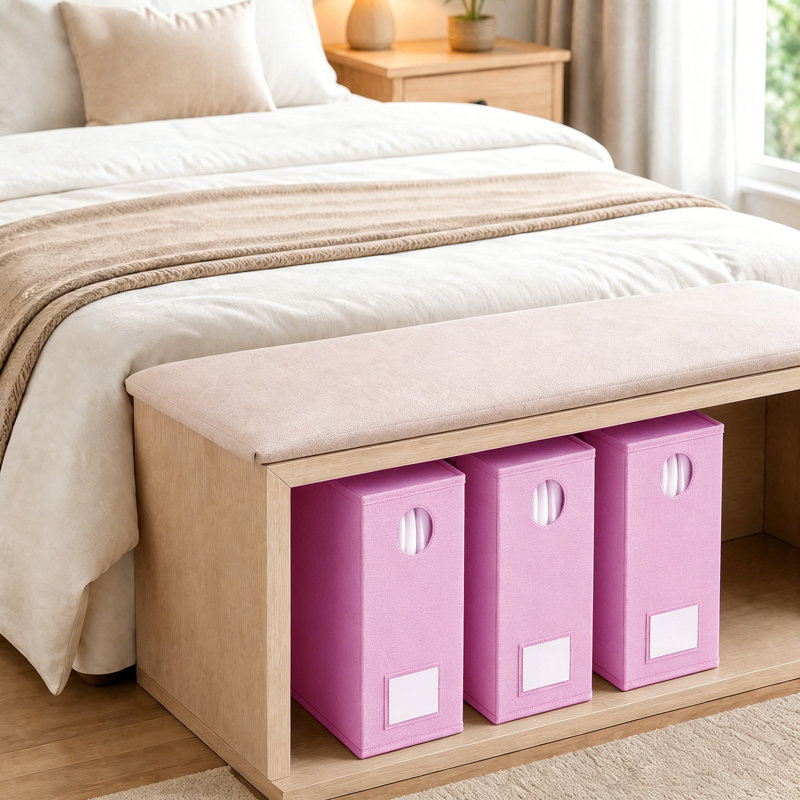 6 Pack Bed Sheet Organizers and Storage, Foldable Linen Closet Organizer with Window for Queen and King Size Bedding, Pink