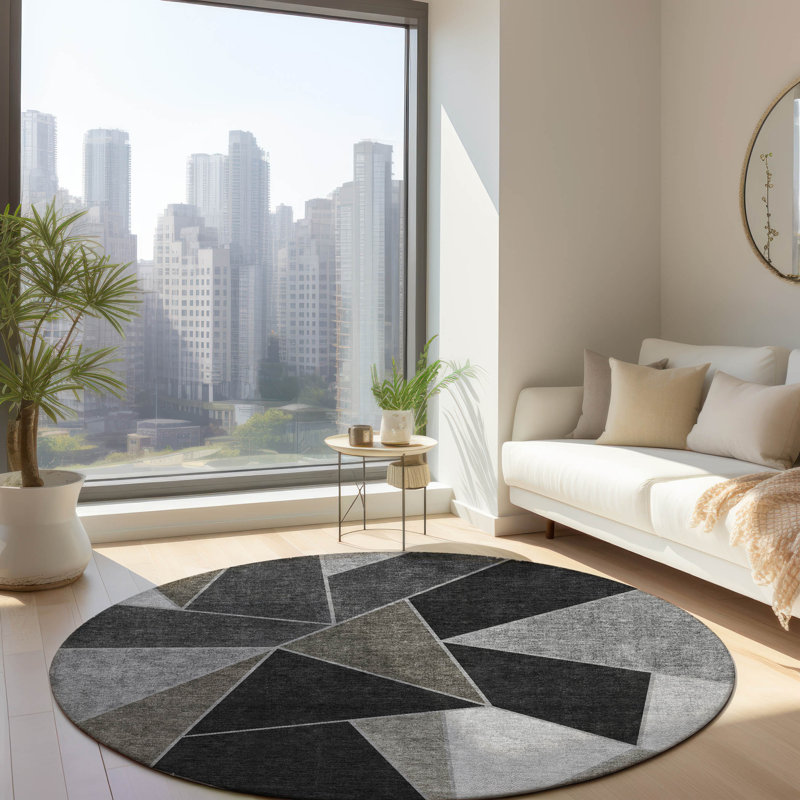 Geometric Indoor / Outdoor Rug, Round 8'
