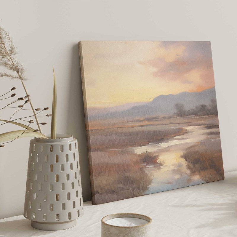 Meadow Glow at Sunset Print on Canvas, 12" H x 12" W x 1.25" D, 32" H x 32" W x 1.25" D