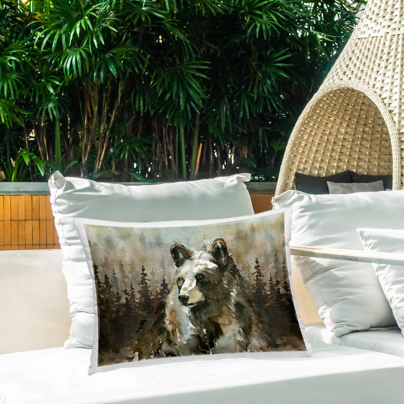 Coussin d'extérieur Woodland Bear at Twilight