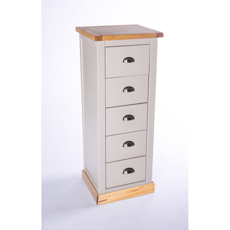 Koby 45cm W 5 - Drawer Chest of Drawers, Chrome, Grey/Wood