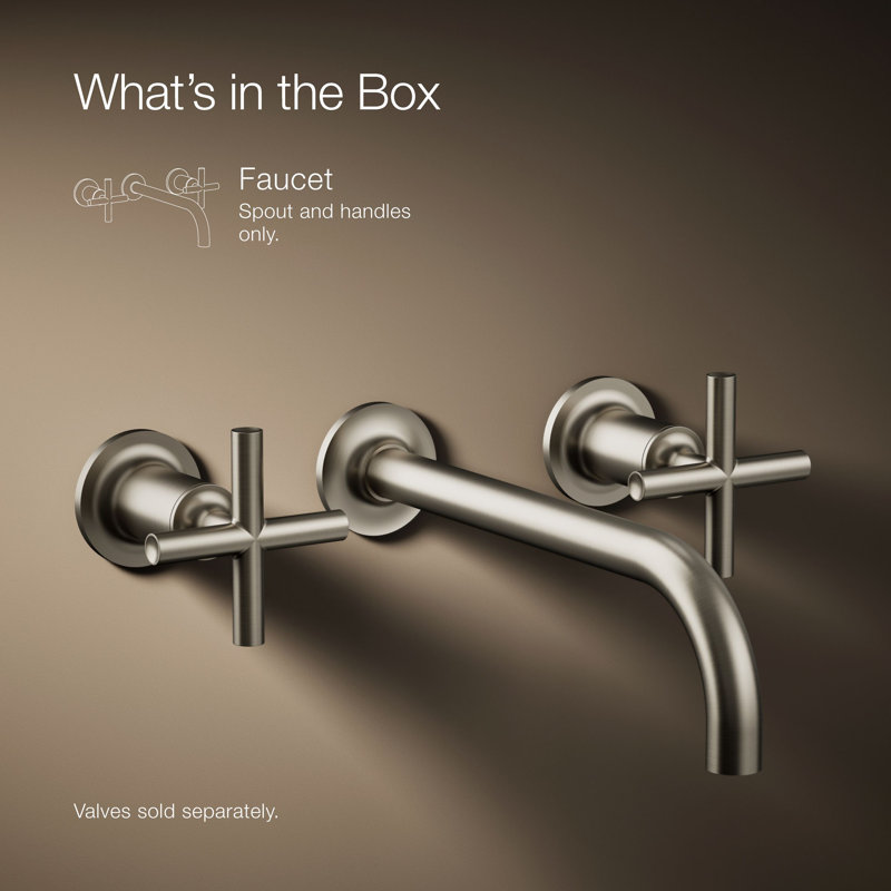 Purist® Wall Mounted Bathroom Faucet, Vibrant Brushed Nickel, Cross Handle