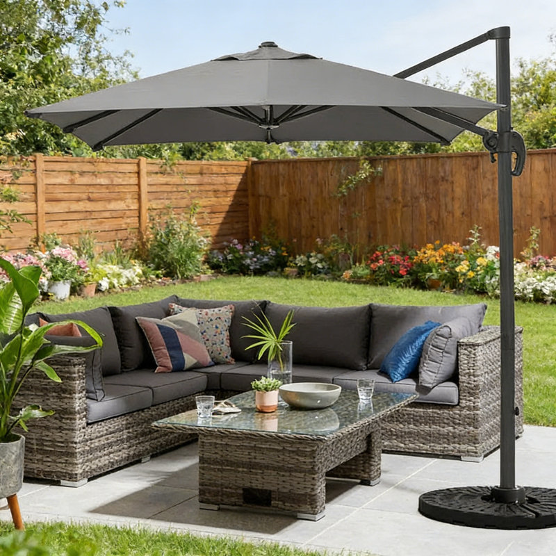 Antoanela 300cm Cantilever Parasol, Dark Grey