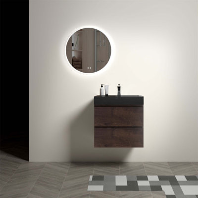 Meuble-lavabo flottant mural moderne de 24 po avec lavabo, grand rangement, pré-assemblé pour une installation facile