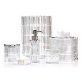 Prisma Glass Bathroom Storage Container, Clear/Polished Nickel