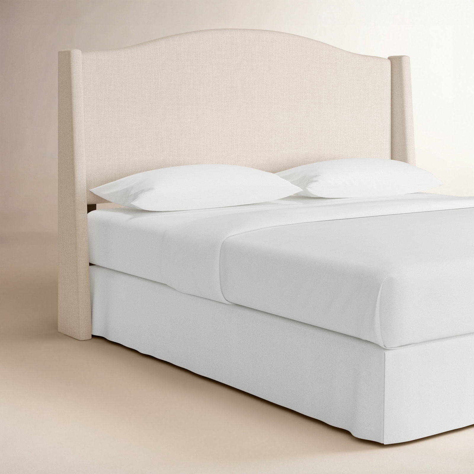 Byrd Upholstered Wingback Headboard, King, Classic Talc Linen