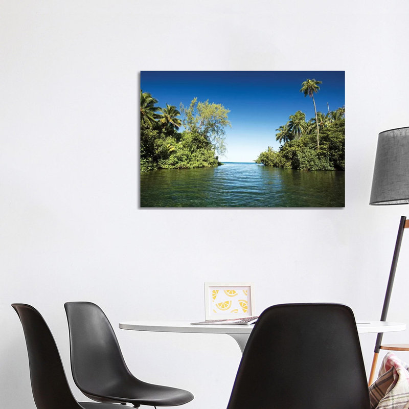 Palm Trees On The Coast, Moorea, Tahiti, French Polynesia - Wrapped Canvas Print, 101.6 cm H x 66.04 cm W x 3.175 cm D