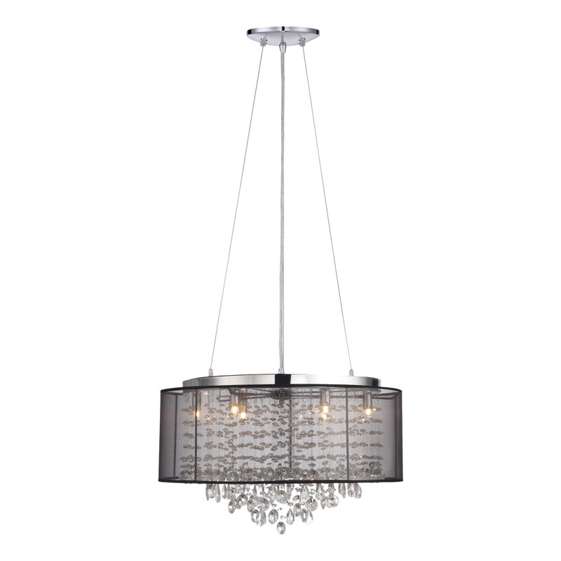 Lustre tambour unique / remarquable Lonan, Noir, 6, H 15 po x l 23,5 po x P 23,5 po