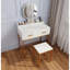 Ensemble coiffeuse blanche et dorée avec tabouret miroir et tiroirs de rangement