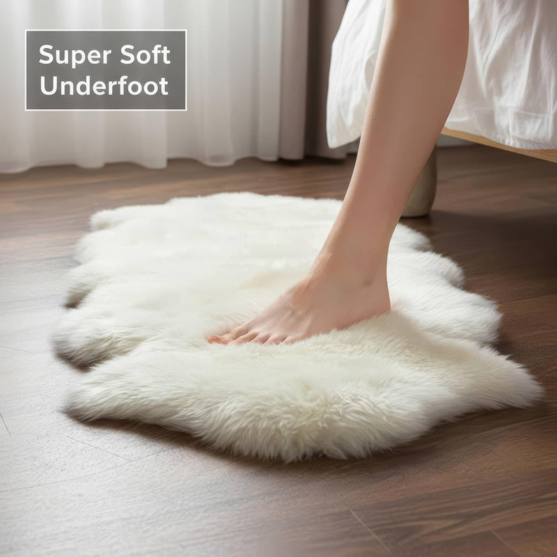 Tapis à poils longs ivoire Burgett, Nouveauté 2 pi x 6 pi