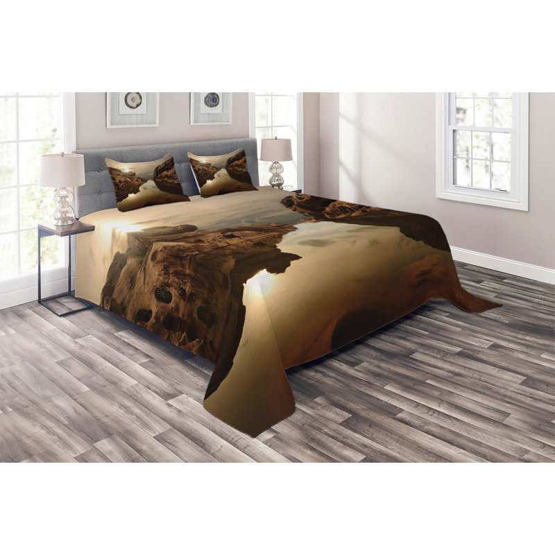 Rustic Polyester Coverlet, Queen Bedspread + 2 Shams