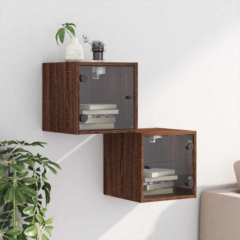 Masir 35cm W Manufactured Wood Bedside Table, Brown Oak, Individual