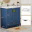 Meuble-lavabo à poser 30 po avec lavabo sur pied 30 po avec 2 portes et 1 tiroir, bleu-295106678-295106675