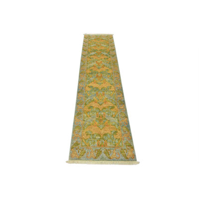 Tapis de couloir oriental traditionnel bleu en laine noué à la main 2 pi 7 po x 9 pi Ziegler