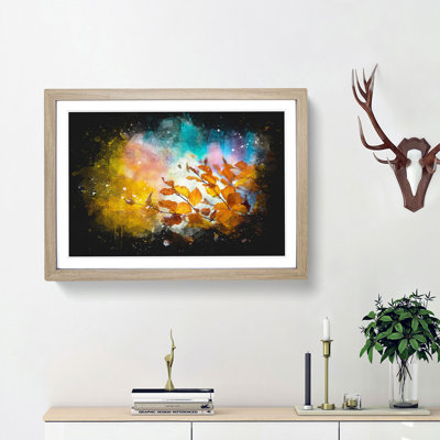 Autumn Leaves Abstract Paint Splash - Framed Print