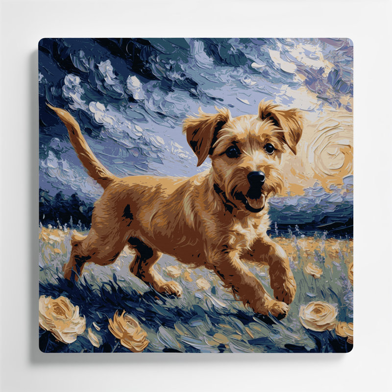 «Dogs Silky Terrier», art mural en métal gris, H 8 po x l 8 po