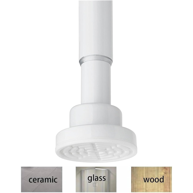 Adjustable White Stainless Steel Tension Shower Rod 43-72 Inches