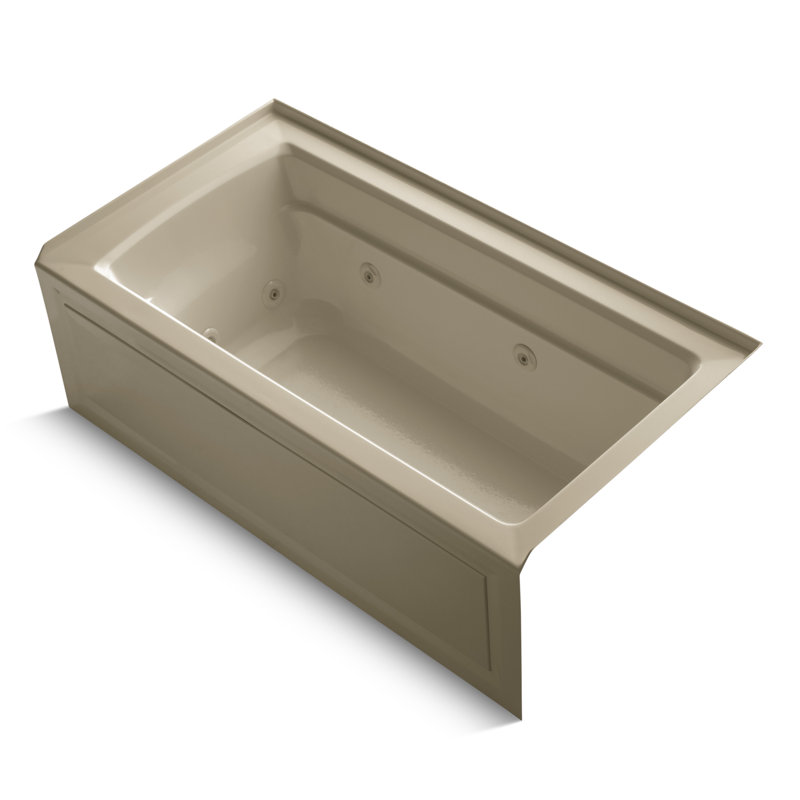 Archer Alcove 60" x 32" Whirpool Bathtub, Mexican Sand, Right