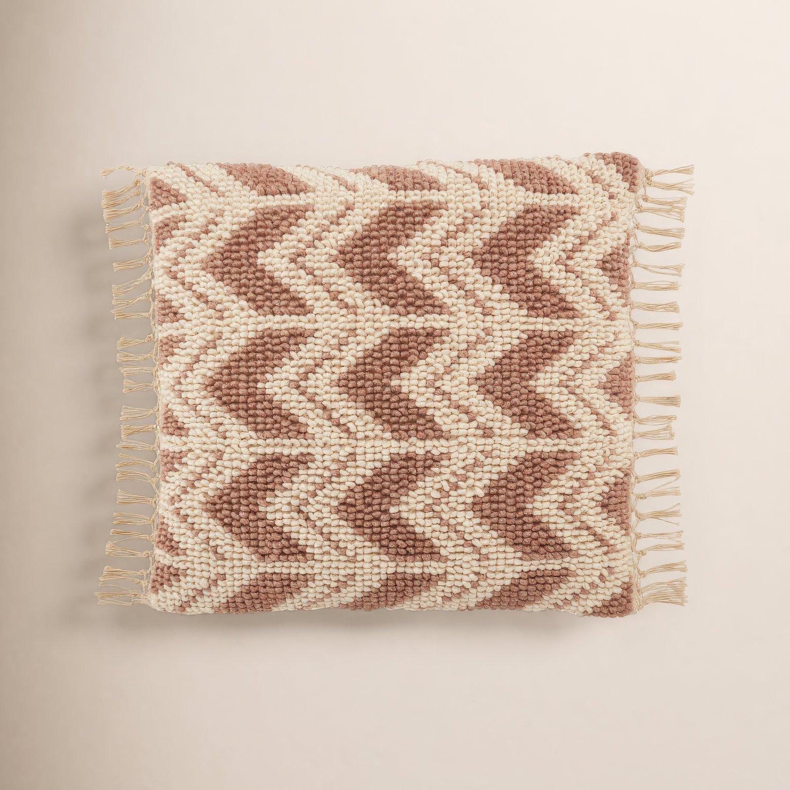 Oakleaf Chevron Throw Pillow, Mauve/Ivory, Down